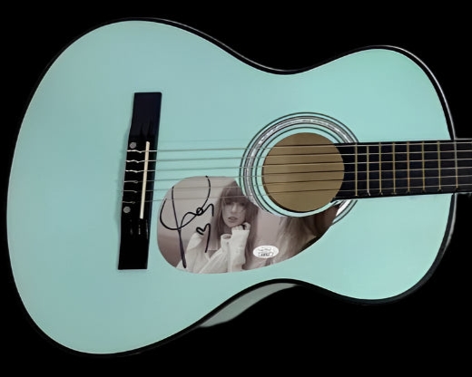Taylor Swift Signed Teal Guitar - JSA COA #06